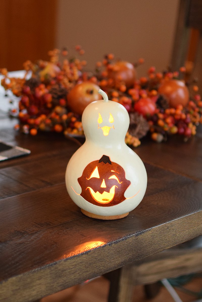 Halloween Gourd Ghost With Inlaid store Jack O Lantern Primitive Holiday Pumpkin Decoration