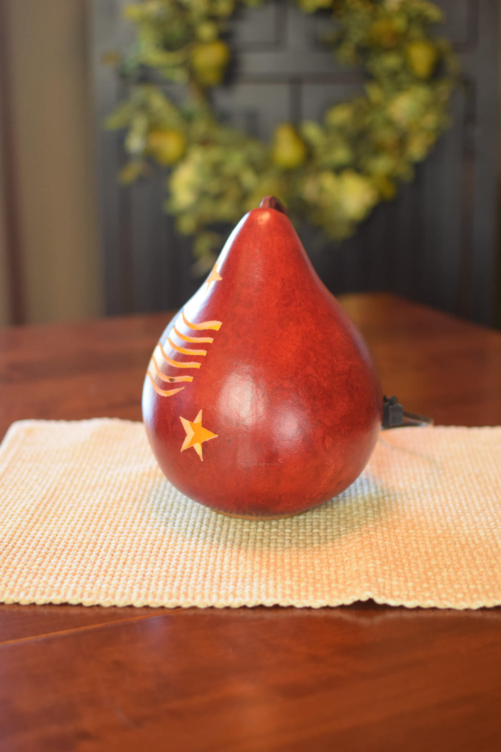 American Flag Medium Lit Gourd Left Side View at Meadowbrooke Gourds. 