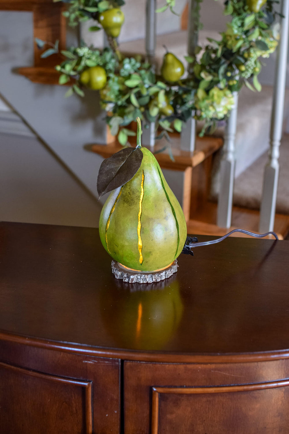 Pear Luminary Gourd Left Side View at Meadowbrooke Gourds. 