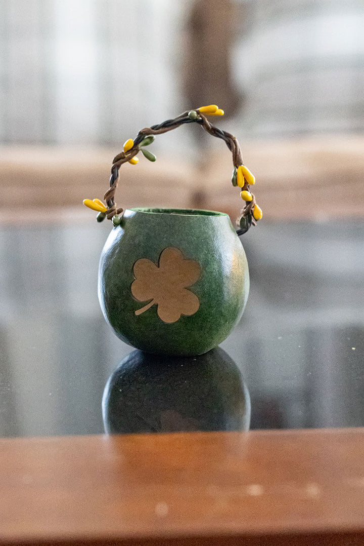 Saint Patrick's Day Gourd Basket at Meadowbrooke Gourds. 