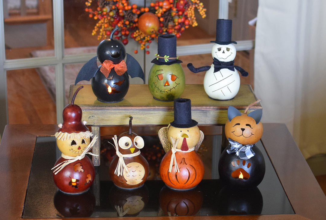 Variety of Fall themed miniature gourd designs