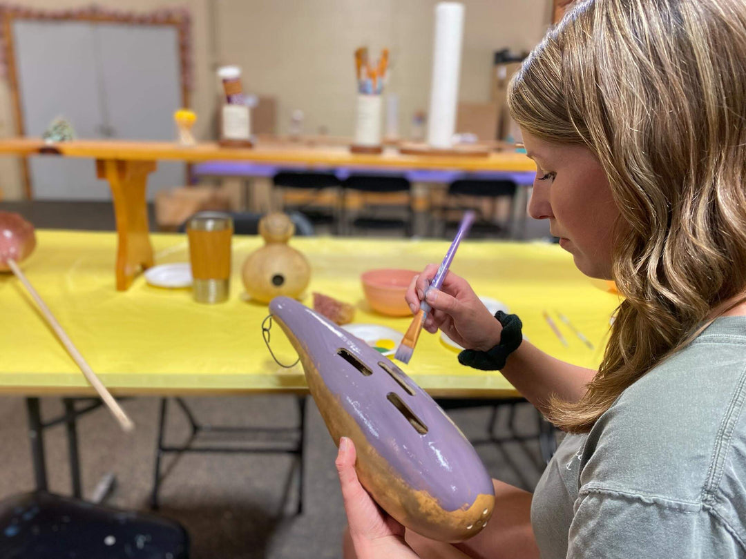 Butterfly house being painted at Meadowbrooke Gourds