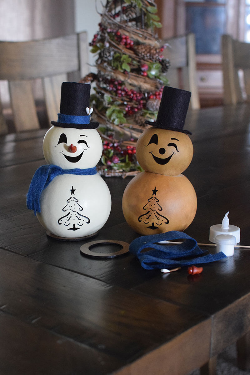 Snowman Craft Kit Finished and Unfinished at Meadowbrooke Gourds. 