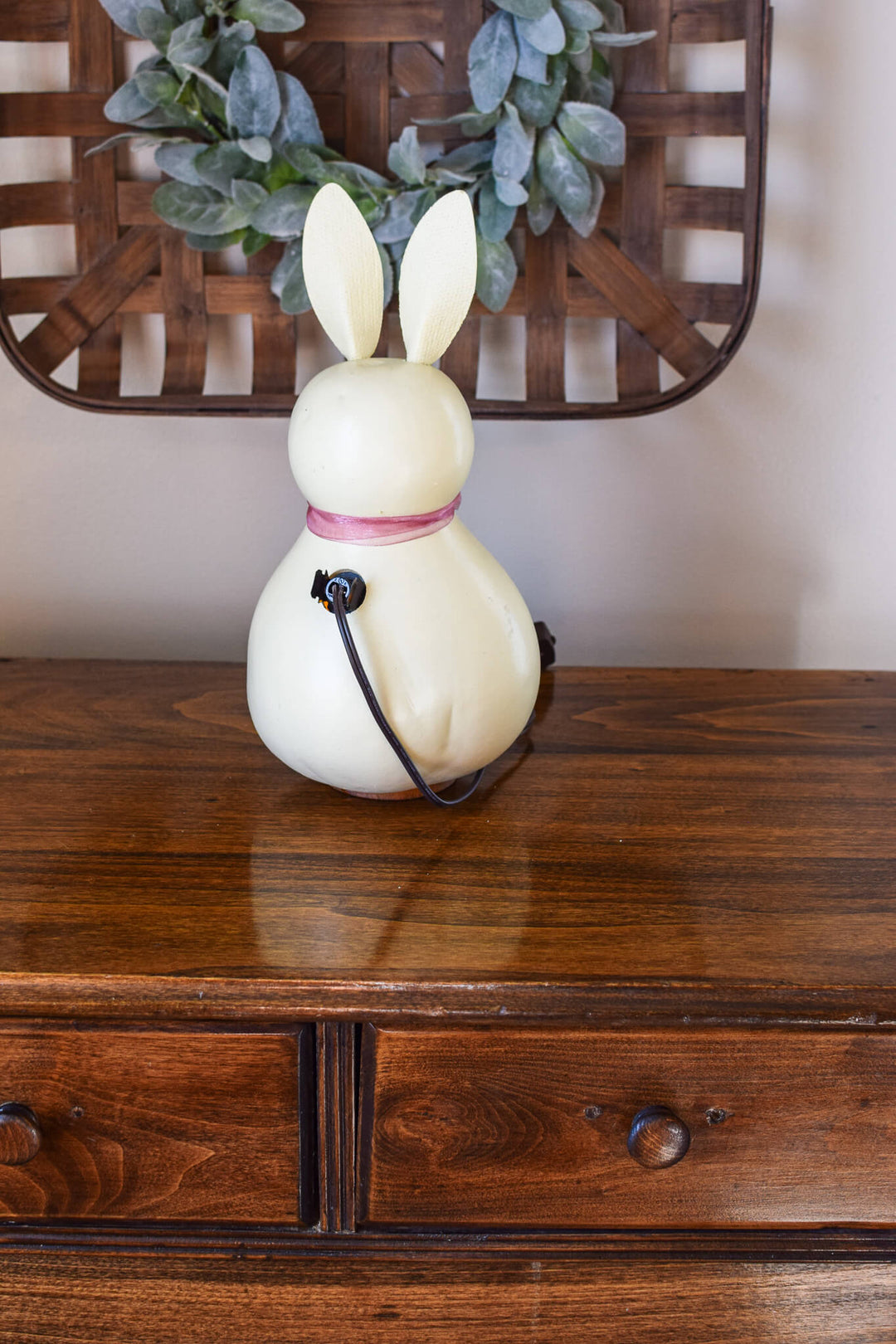 Poppy Medium Lit Gourd Bunny Back View at Meadowbrooke Gourds. 