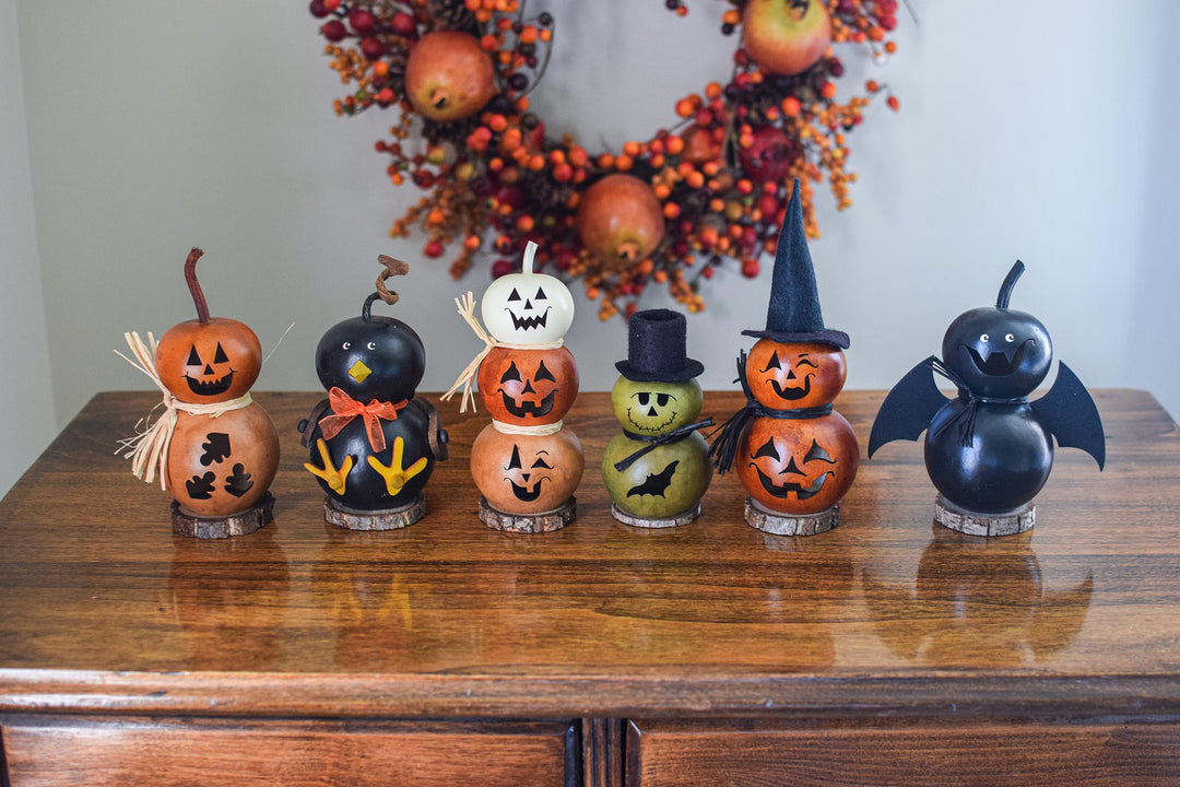 Tiny Fall Friends gourd designs