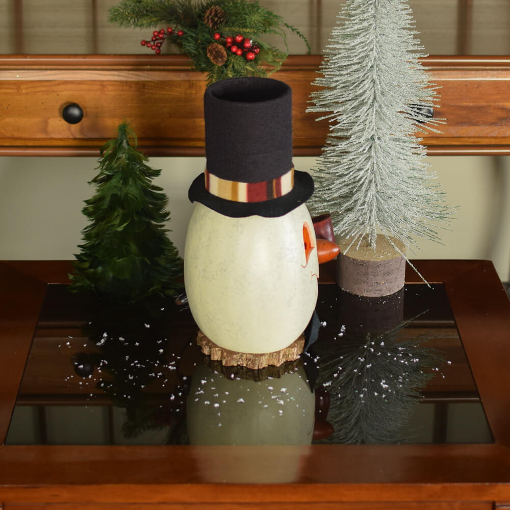 Clyde Medium Lit Snowman Head at Meadowbrooke Gourds. Right Side View