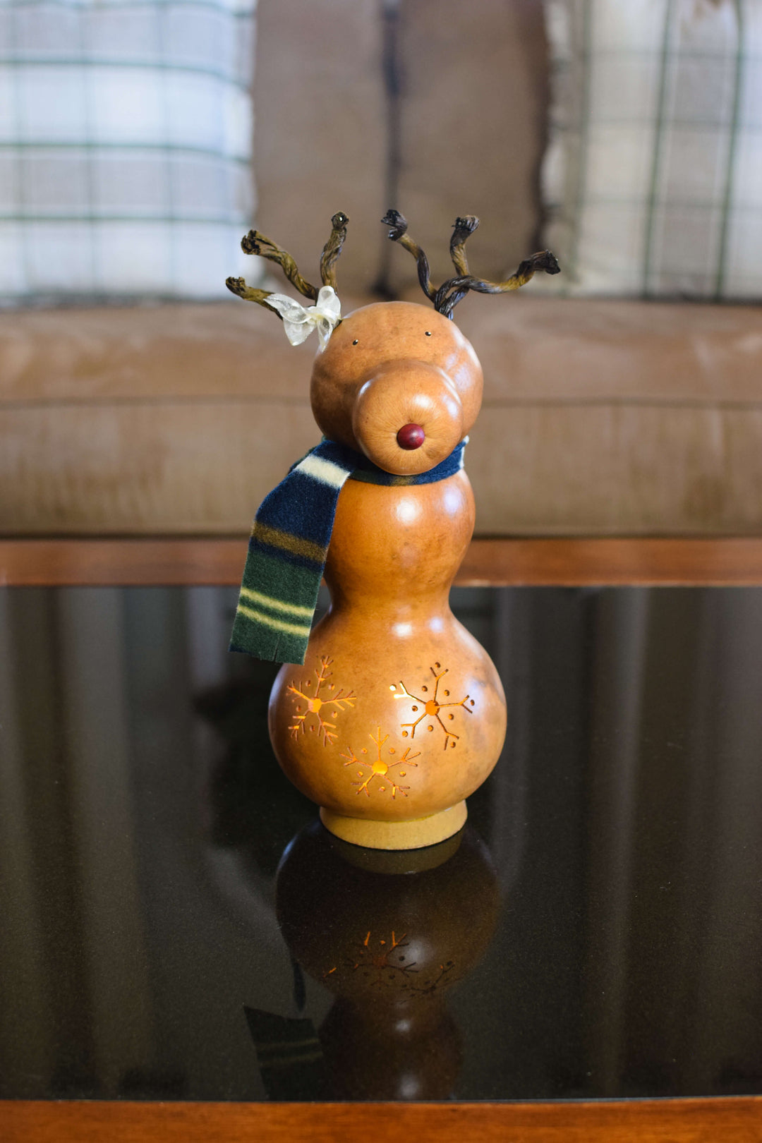 Dash Small Tall Lit Girl Reindeer Gourd at Meadowbrooke Gourds. 