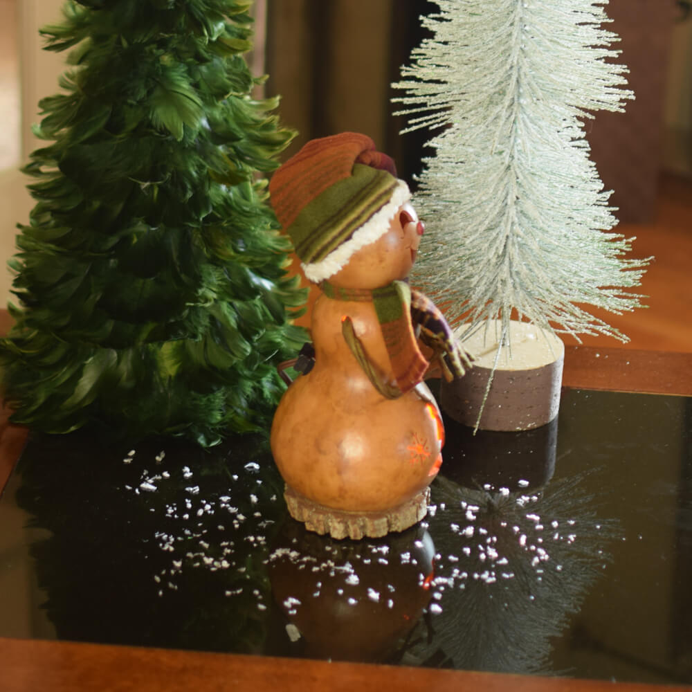 Flurry Small Tall Lit Girl Snow Lady at Meadowbrooke Gourds. Right Side View