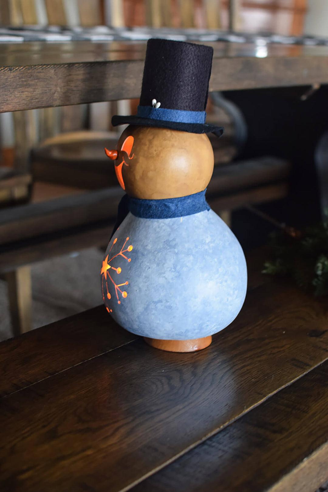 Gabriel Medium Lit  Blue Gourd Snowman Left Side View 