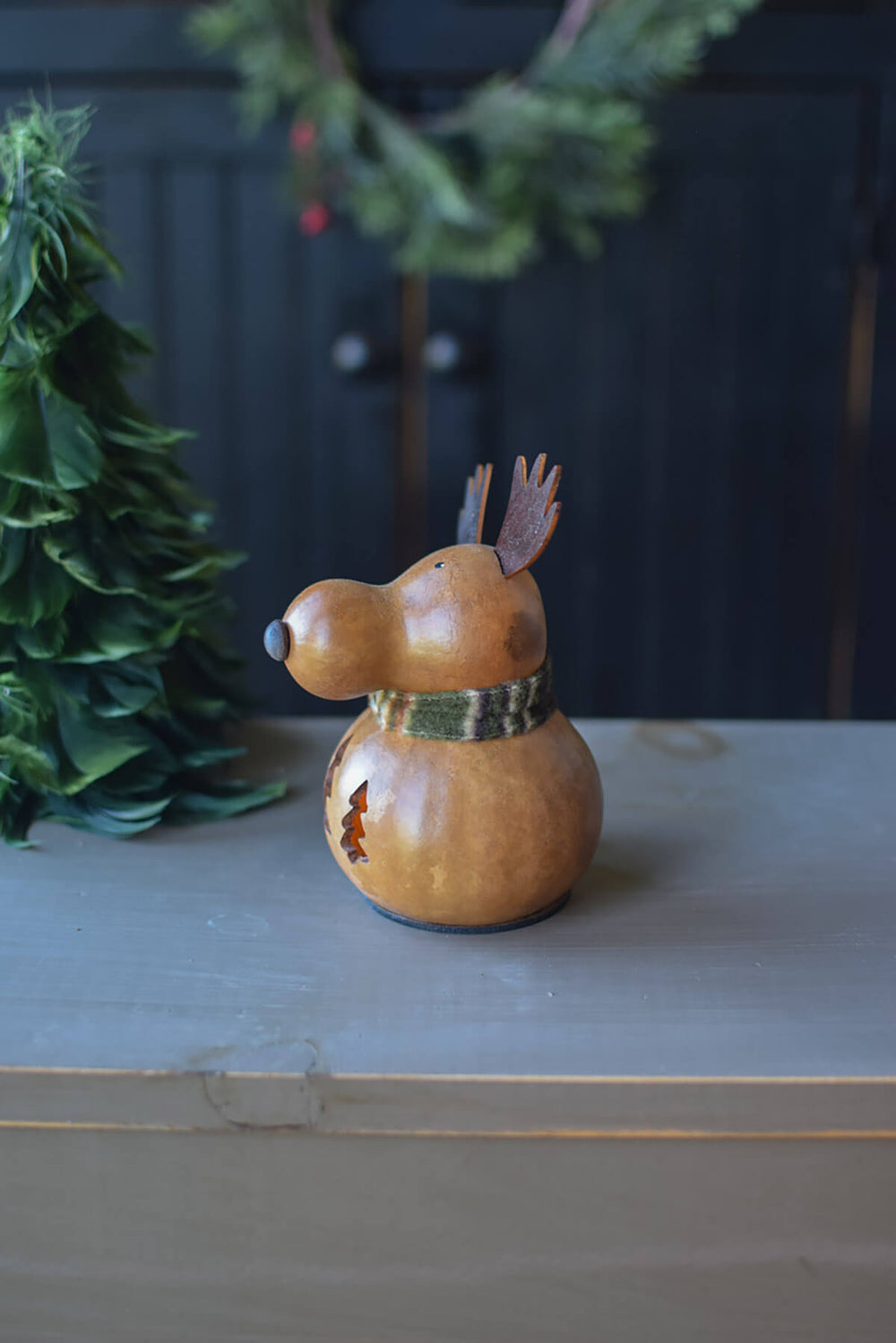 Miles the moose gourd at Meadowbrooke Gourds.  Left Side View