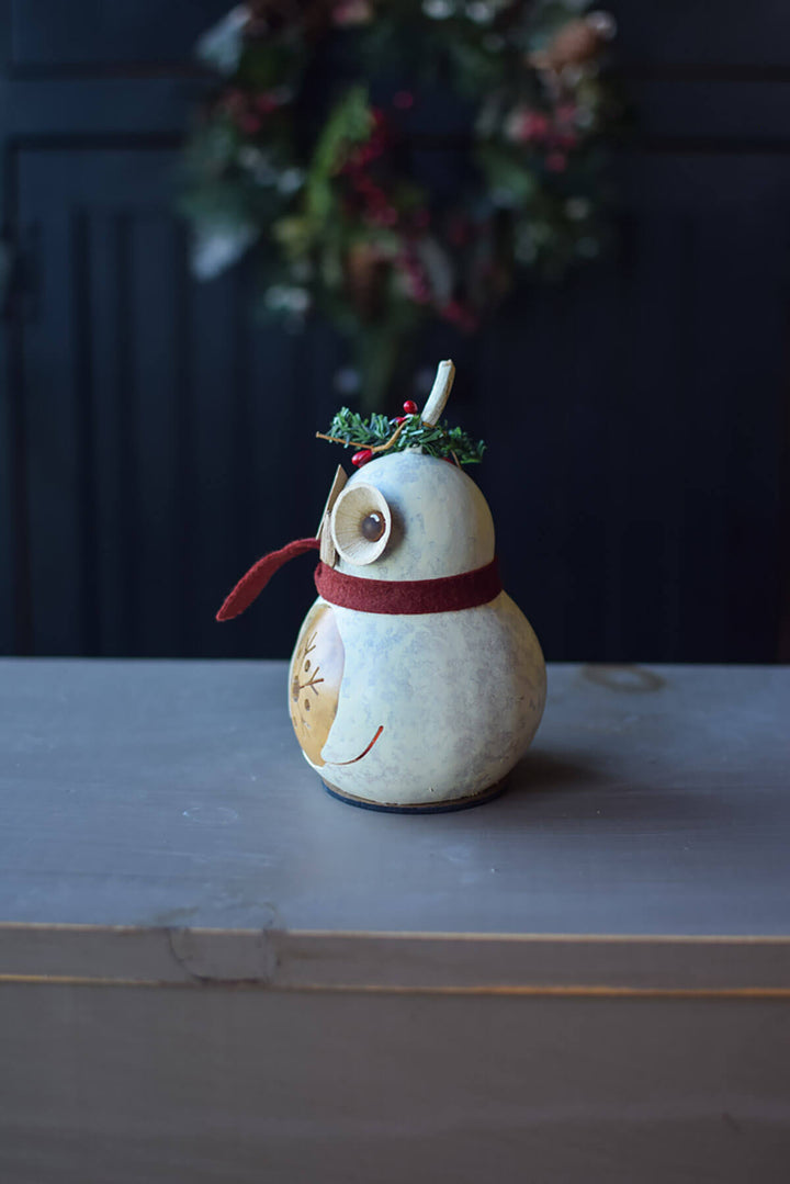 Olwen Gourd Owl at Meadowbrooke Gourds. Left Side View