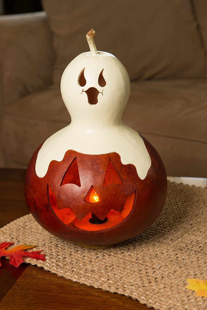 Casper Jack gourd with light at Meadowbrooke Gourds