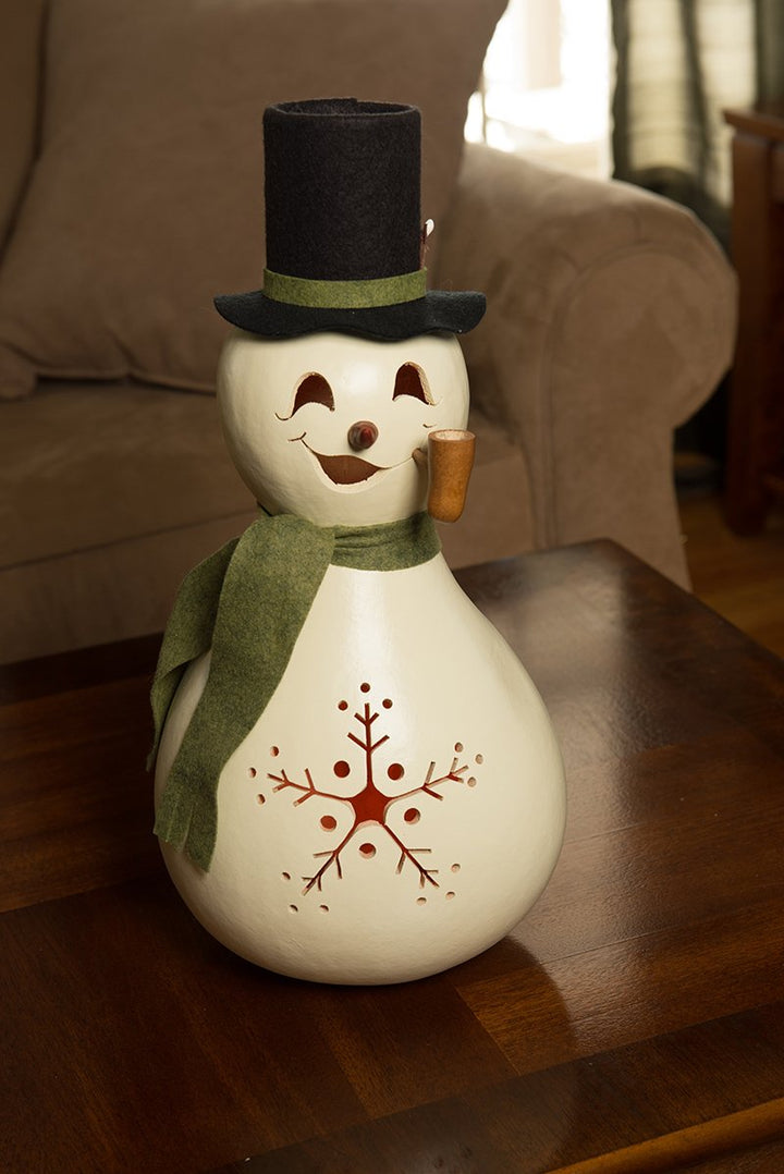 Meadowbrooke snowman lit gourd at Meadowbrooke Gourds