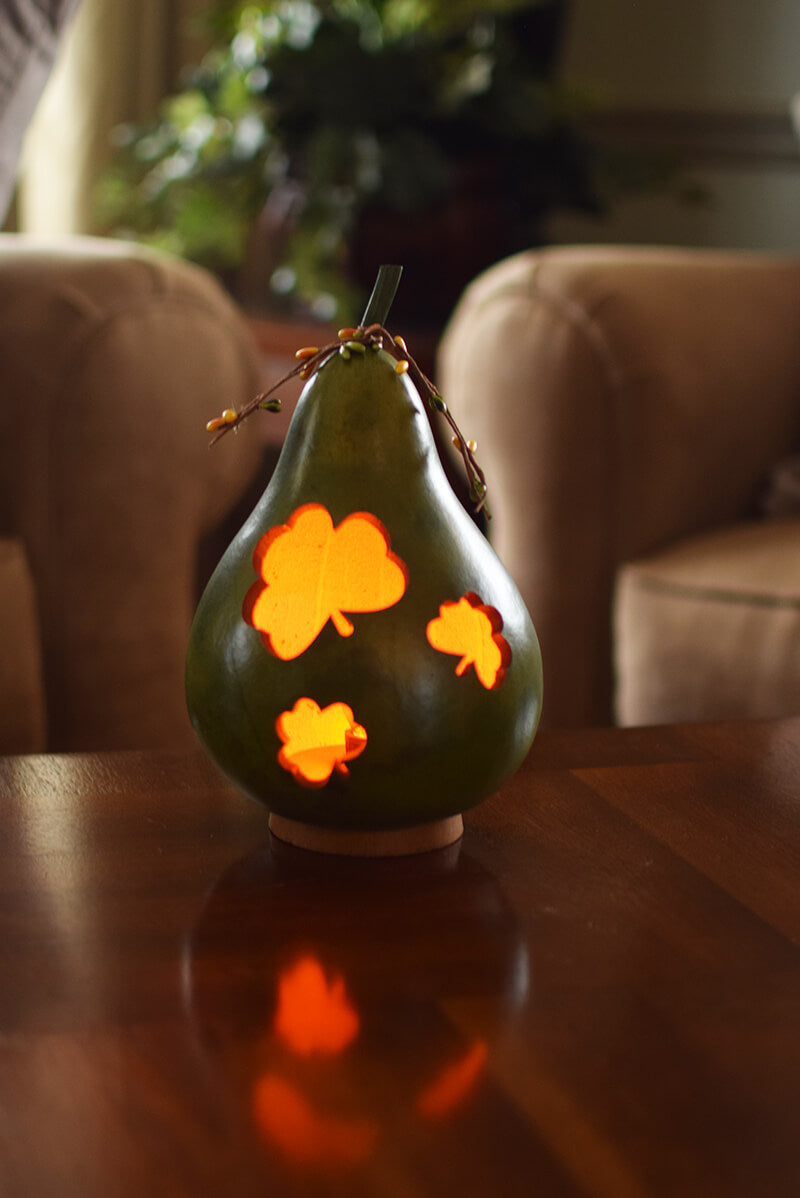 Lit three clover gourd  at Meadowbrooke Gourds